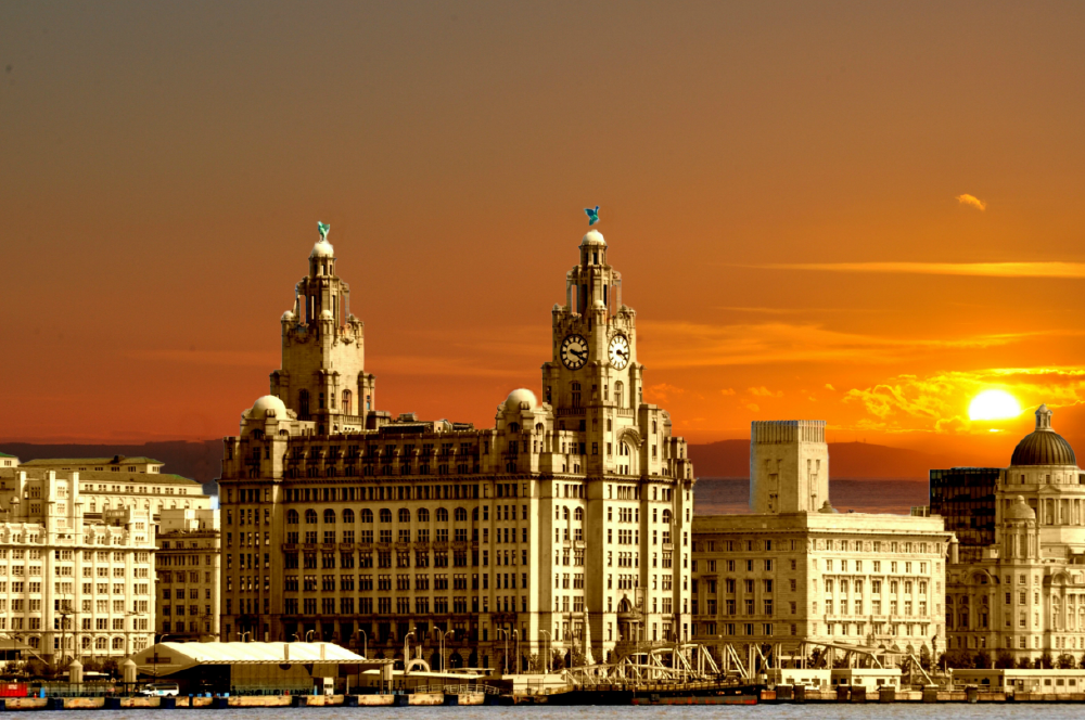 Liverpool skyline sunset 01